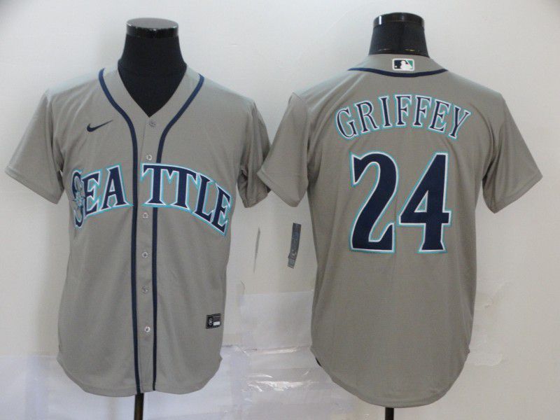 Men Seattle Mariners 24 Griffey Grey Nike Game MLB Jerseys